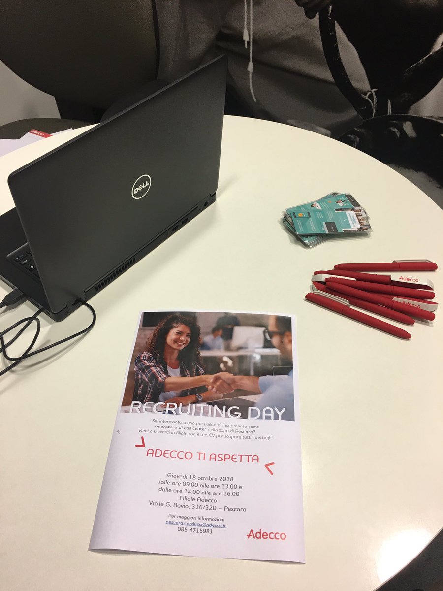 AgostinisCarla's tweet photo. Recruiting Day Pescara# WSRIA#LavoroconAdecco https://t.co/P0JiI701FD