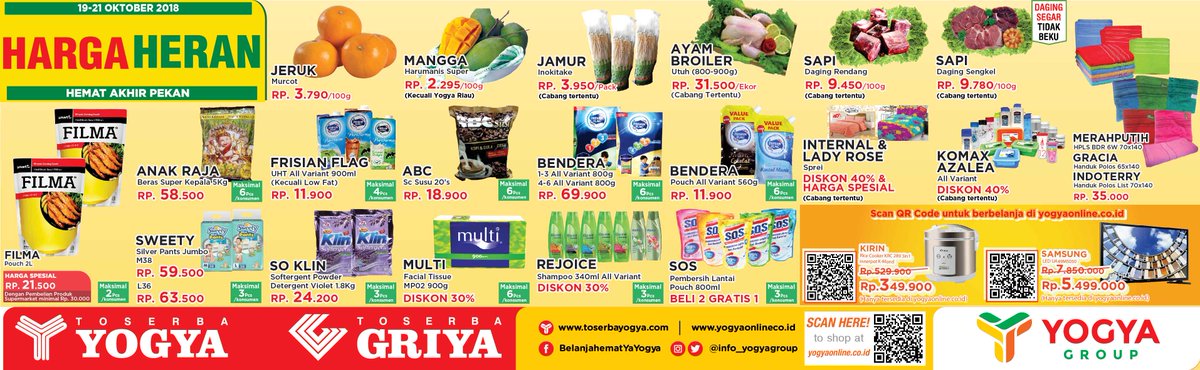 info_yogyagroup's tweet photo. HARGA HERAN Periode 19 - 21 Oktober 2018
.
.
Banyaakk bangeett nih promo buat besok!
Hanya dimana? Ya Yogya..
#hargaheran #hargahemat #YOGYAGROUP https://t.co/sJ7Dr8G6qT