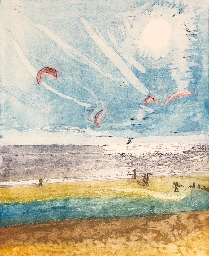 GHGLondon's tweet photo. Sold to the gentleman with very good taste #TheShelter and #KiteSurfers from our current show Looking Out from the Edge of Albion (east) they come in an edition of 10 prints per image #etching #aquatints https://t.co/pRDYmUirfx