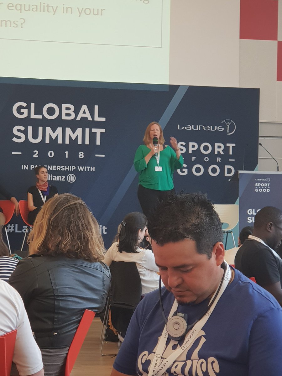 goalnaz's tweet photo. @havoviw @LaureusSport @MagicBusIndia @Naz_Foundation @CockyvanDam Maggie going strong on gender equality #LaureusSummit @Naz_Foundation https://t.co/2H3FptG3HJ