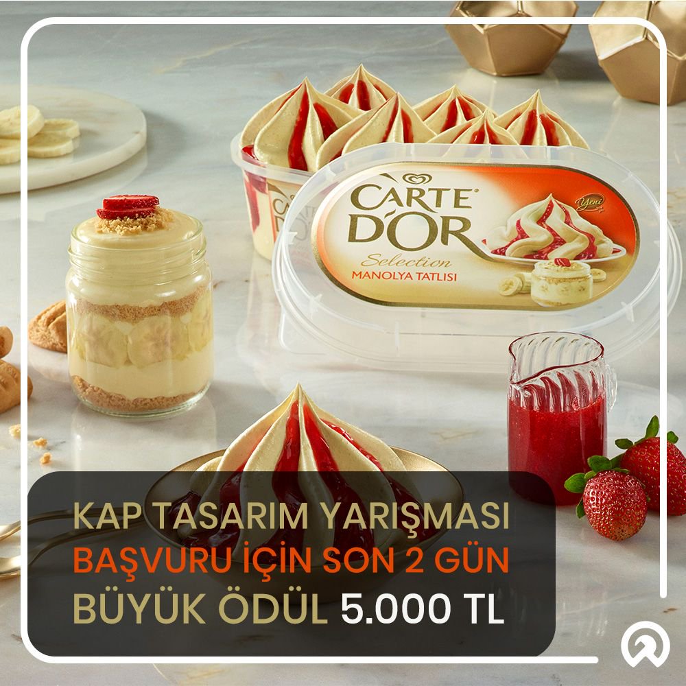 Carte d'Or Kap Tasarım Yarışması'na katılmak için son 2 gün! 📢 Carte d'Or'un yeni kap tasarımını yap, alkışlar sana gelsin! 👏 1.'ye tam 5.000 TL ödül! 💰 Detaylar: buff.ly/2Euz4Gj #CartedOricintasarla
