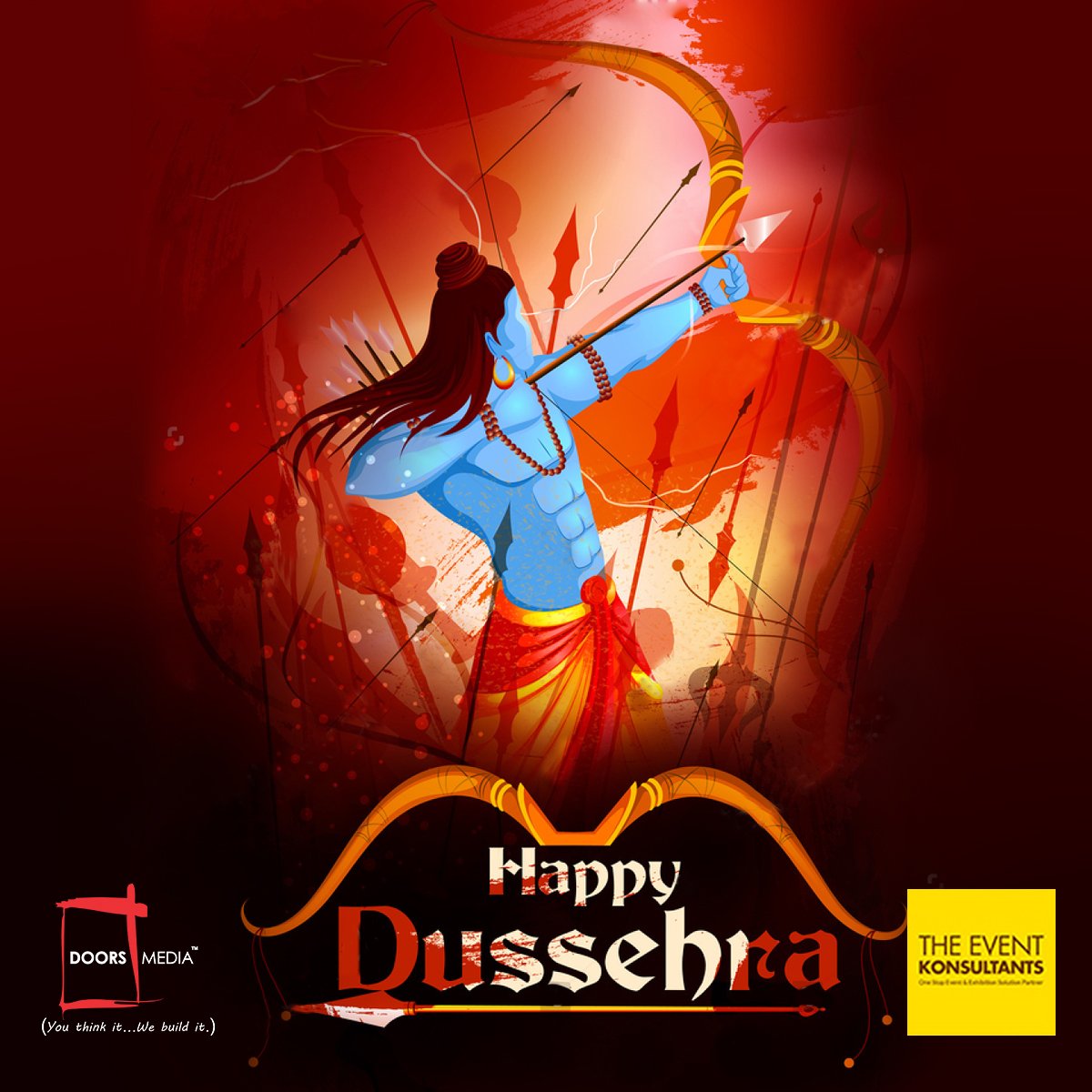 DoorsMedia1's tweet photo. A Time for celebration,
A Time for victory of good over bad,
A time when the world sees the example of the power of good.
Let us continue the same true spirit.
Happy Dussehra!
#EventKonsultant #DoorsMedia #Eventprofs #Events #Eventmanager #Eventfaqs  #EventPlanning #HappyDussehra https://t.co/ocK4QeZfuR