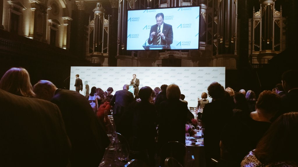 RamyaMovva's tweet photo. Standing ovation for Nobel laureate # 2018 Advance Global Impact Award Winner @Advance # my mentor # Prof Barry Marshall ...!!! https://t.co/HtS95Mr3tH