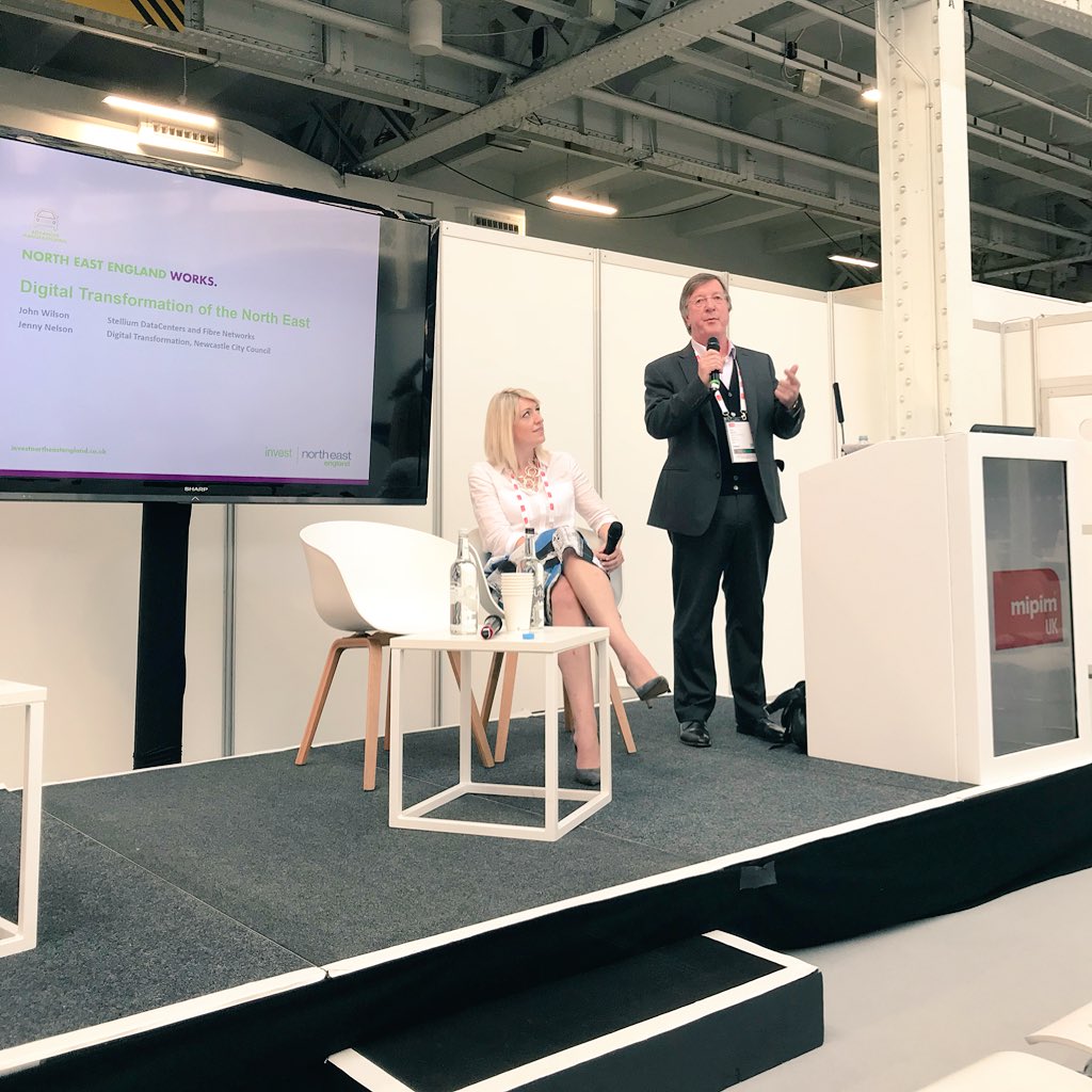 CommunicateTec's tweet photo. The @MIPIMWorld #MIPIMUK 2018 @InvestNEEngland #Digital Transformation talk starts with Hanro, @stelliumdc, @NewcastleCC. Good to see #InvestNorthEast #Businesses @eurocladuk @SiglionUK @HanroOfficial https://t.co/pO05nUA6fV