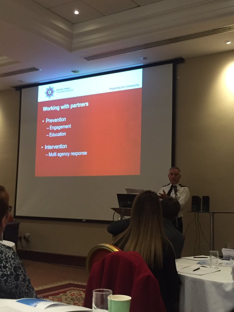BiosearchUK's tweet photo. Andrew Woods of @NIFRSOFFICIAL speaking about the effects of #climatechange at the @InstWater NI Area Autumn Seminar https://t.co/hS2dHghc8o