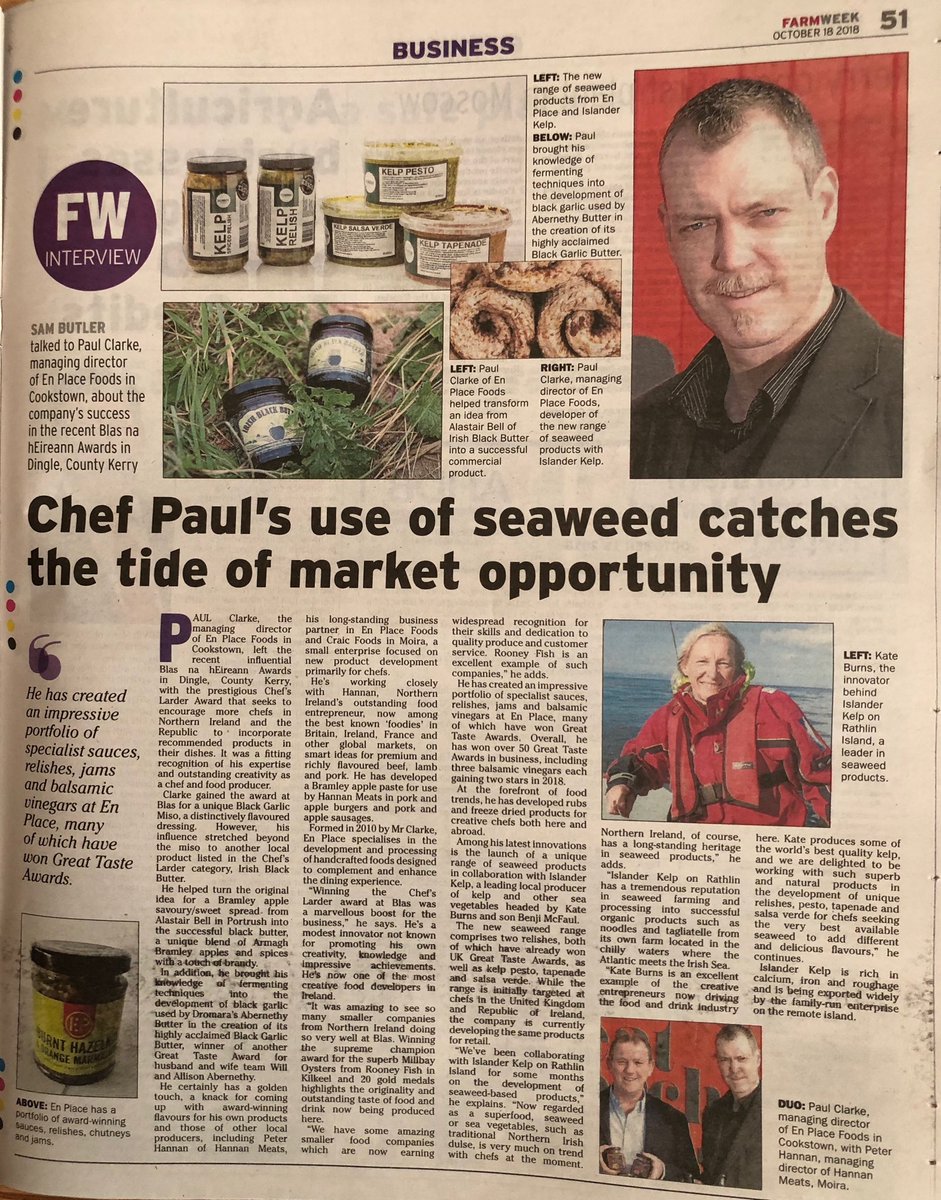 ⁦<a href="/Farm_Week/">FarmWeek</a>⁩ my interview with Paul Clarke ⁦<a href="/EnPlaceFoods/">Paul Clarke</a>⁩ on novel #seaweed products with ⁦@islanderkelp⁩ <a href="/food_ni/">Food NI</a> ⁦<a href="/GuildFoodWriter/">GuildofFoodWriters</a>⁩ ⁦<a href="/guildoffinefood/">Guild of Fine Food</a>⁩ #tastethegreatness #lovelocalfood