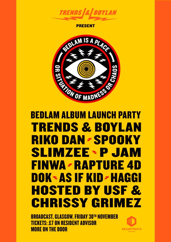 Trends (@trendsdj_) on Twitter photo <a href="/letsgetMUCKY/">#Mucky</a> This Saturday
<a href="/fivemileslondon/">Five Miles</a> - Tickets residentadvisor.net/events/1162841
<a href="/SpartanSpooky/">Spooky Bizzle 👻</a> and Friends 4th November <a href="/_Birthdays/">Birthdays</a> - Tickets eventbrite.co.uk/e/spooky-frien…
#Bedlam Album Launch Party (Part 1)
30th Nov
Glasgow Scotland <a href="/BroadcastGLA/">Broadcast Glasgow</a>
Tickets - residentadvisor.net/events/1170627 <a href="/letsgetMUCKY/">#Mucky</a> This Saturday
<a href="/fivemileslondon/">Five Miles</a> - Tickets residentadvisor.net/events/1162841
<a href="/SpartanSpooky/">Spooky Bizzle 👻</a> and Friends 4th November <a href="/_Birthdays/">Birthdays</a> - Tickets eventbrite.co.uk/e/spooky-frien…
#Bedlam Album Launch Party (Part 1)
30th Nov
Glasgow Scotland <a href="/BroadcastGLA/">Broadcast Glasgow</a>
Tickets - residentadvisor.net/events/1170627