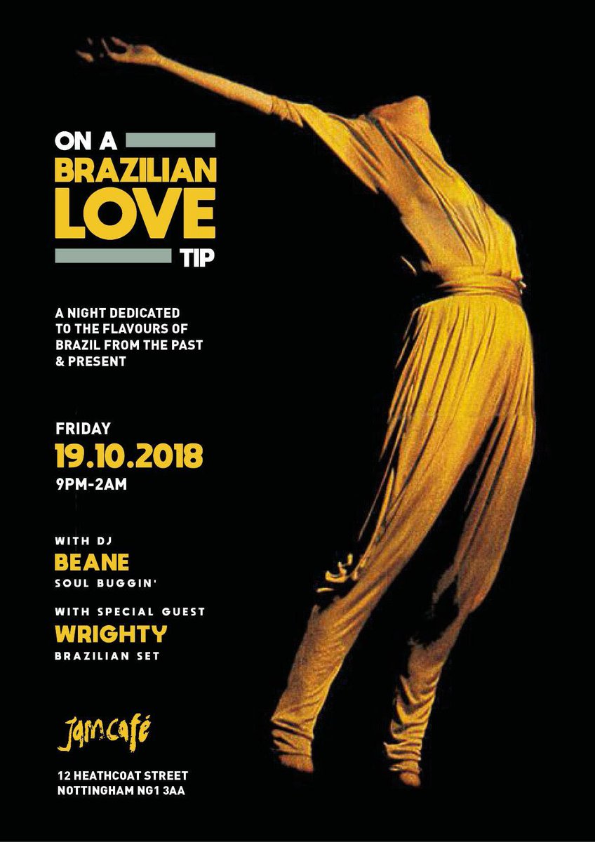 NGIndies's tweet image. Autumn can do one! I'm off for a bit of Brazilian tomorrow @jamcafe with @Beane_Noodler and DJ Wrighty from Soul Buggin'.  Bossa, Samba and more!
Who's else fancies a bit of Brazilian?
#nottingham #drinklocal #dancelocal