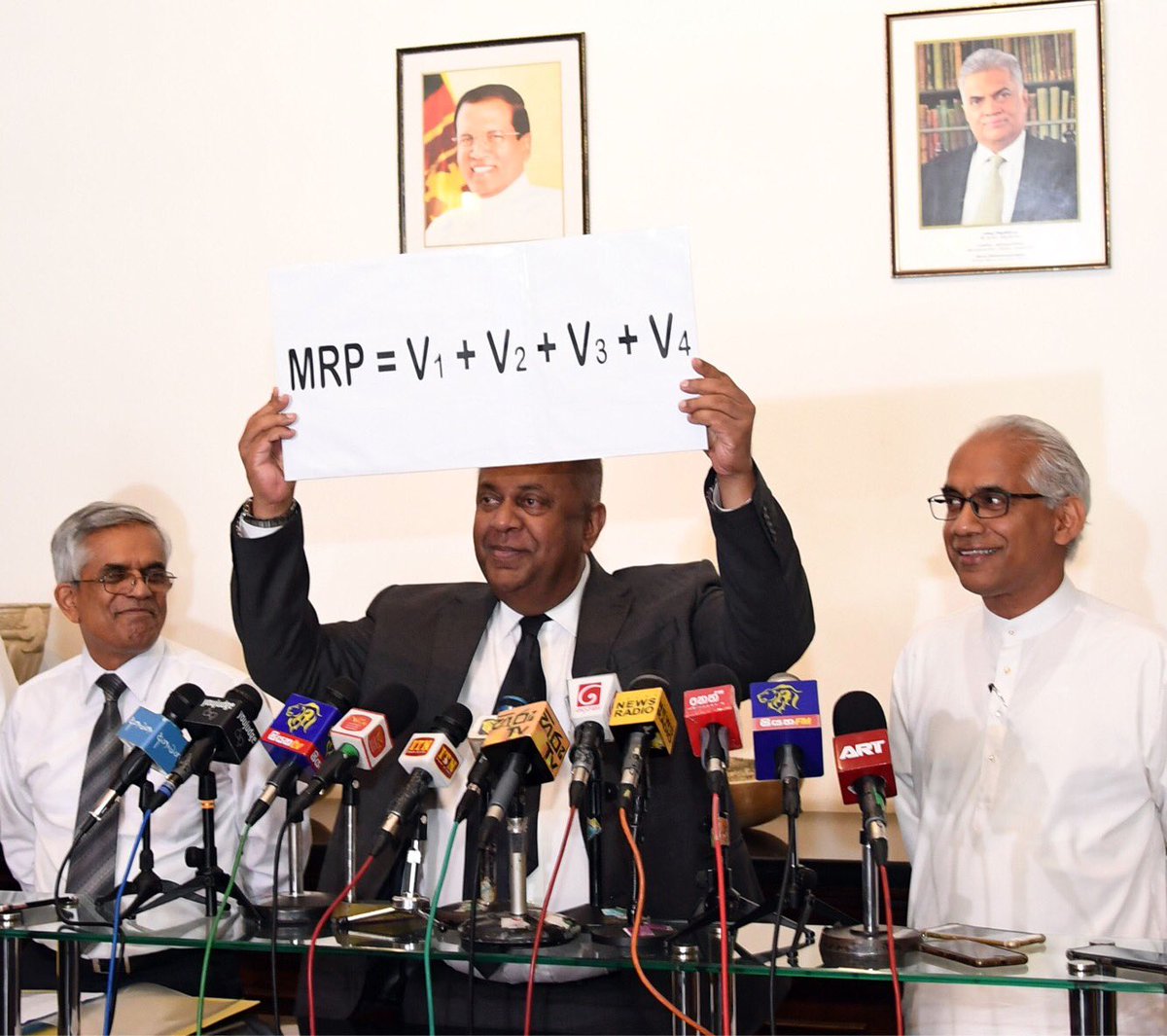 AzzamAmeen's tweet photo. MRP = V1+V2+V3+V4, Much awaited Oil pricing formula revealed to the public. Tax for Diesel Rs 25.48, Tax for Petrol Rs 53.68 “People san now start to calculate the oil prices as a hobby before 10th every month if they are good with numbers” says Minister @MangalaLK https://t.co/CsequNggkO