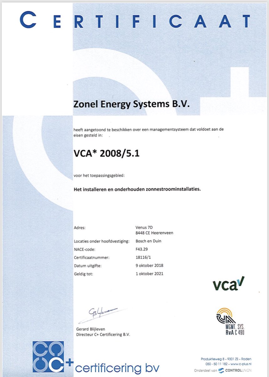AriceAmice's tweet photo. Yes wat een fantastische prestatie van het complete team van Zonel Energy; het VCA certificaat is gehaald! Veiligheid voorop op hoogte. @ZonelEnergy = #solarenergy #climatechange #chasingtargets #highvoltage #trotsophetteam https://t.co/qLBe8d8JFn