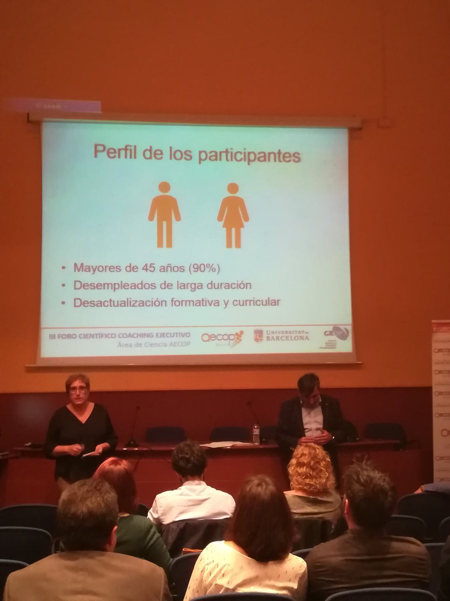 aecopcoaching's tweet photo. Comenzamos la presentación de comunicaciones. En primer lugar @PovedanoCharo y @ToniCatedra nos presentan el trabajo "Coaching para la reinserción laboral. Creación de un modelo de intervención" @MeritxellO #AECOPCiencia https://t.co/wm1u7YatGs