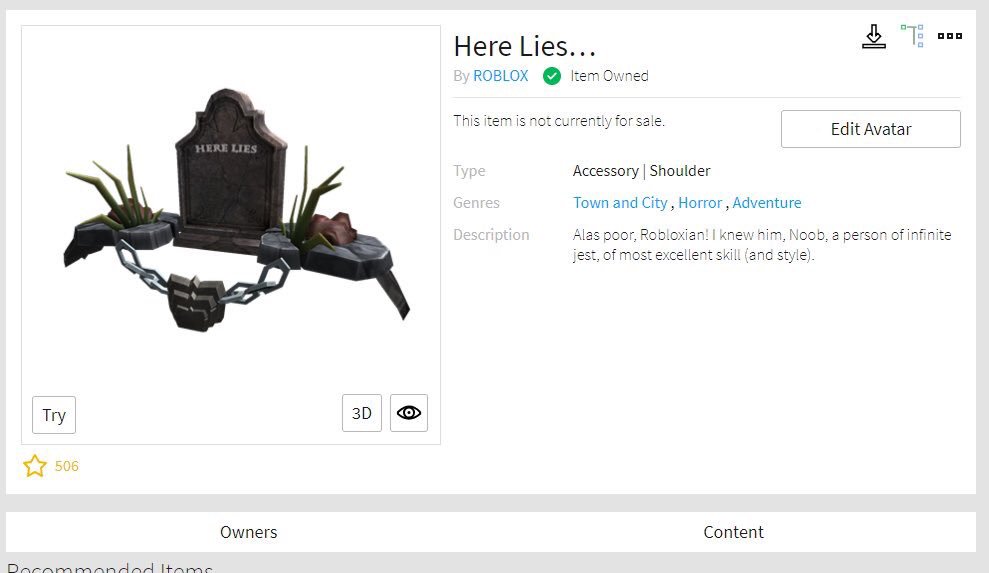 here lies... roblox item