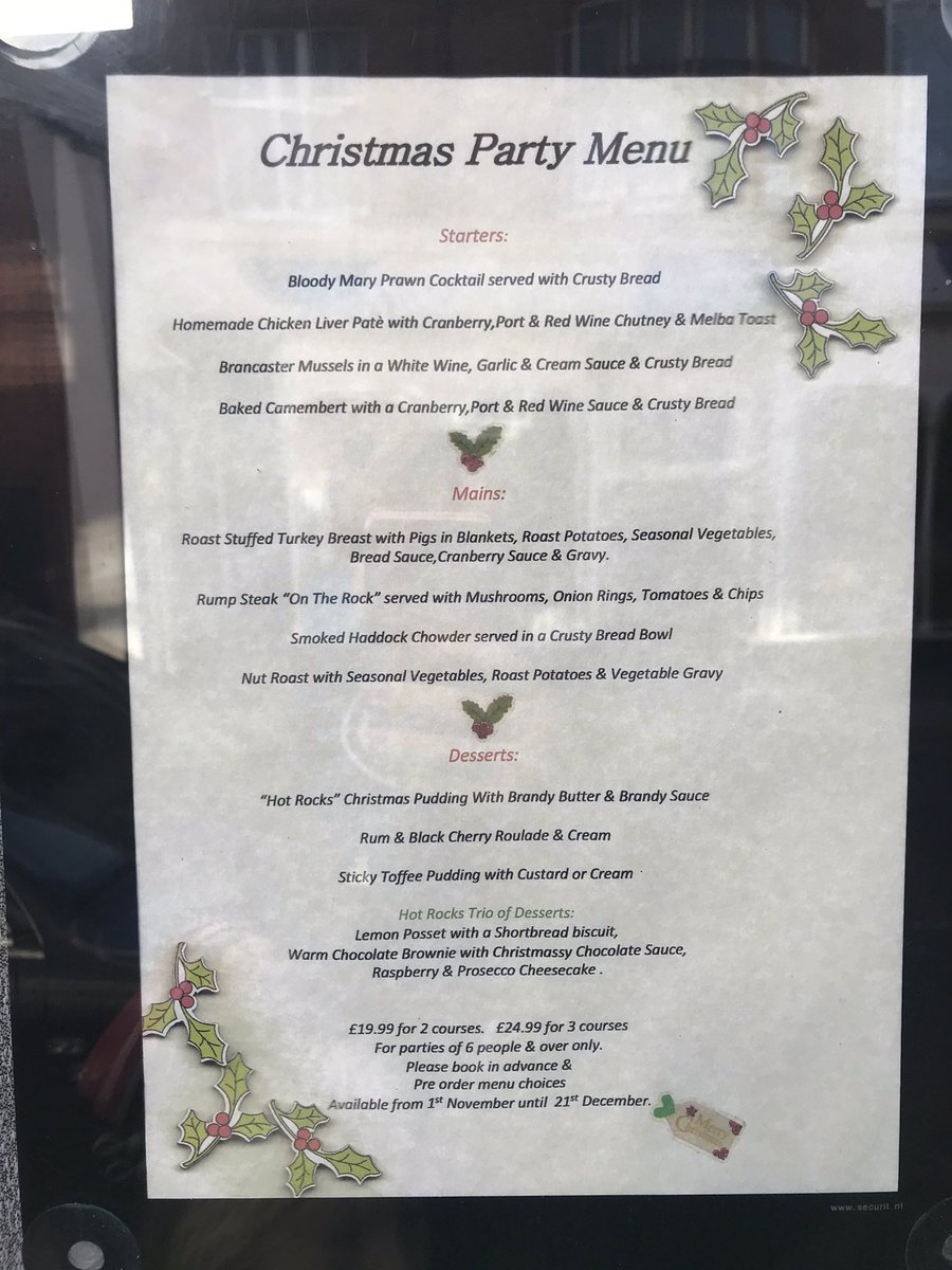 🎄Looking for somewhere to have a Christmas party or a Christmas meal why not pop to HOT ROCKS and try out there fabulous menu they have to offer this festive Christmas season 🎄<a href="/HotRocksCromer/">Hot Rocks</a> <a href="/JLeeCrabstall/">J Lee Crabs</a>