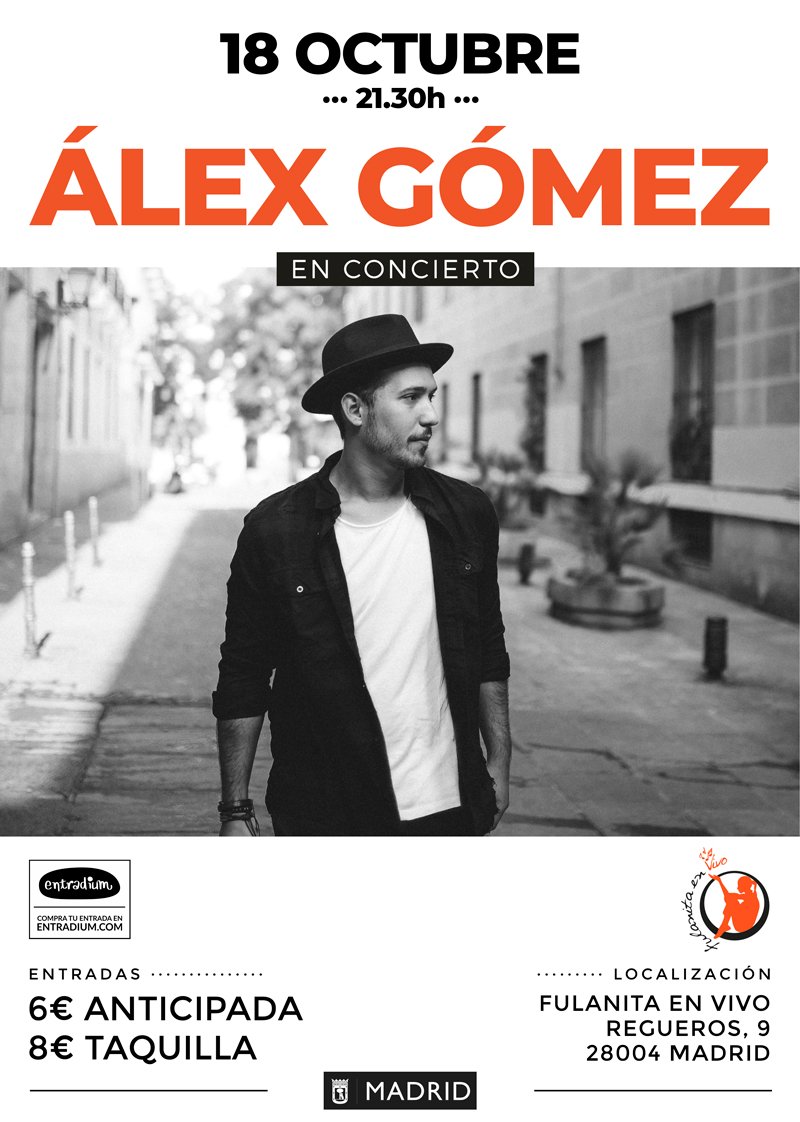 fulanitaenvivo's tweet photo. 📅 #Hoy 18 de #octubre / 21:30h
ℹ️ #Concierto de ÁLEX GÓMEZ #cancióndeAutor
🎫 6€ anticipadas en @entradium * / 8€ en puerta 
👉 https://t.co/XPMXCsj95x 
*Cerramos venta anticipada 4h antes del evento
#AlexGomez #conciertointimo #conciertoendirecto #jueves https://t.co/cF3iPBGdVL