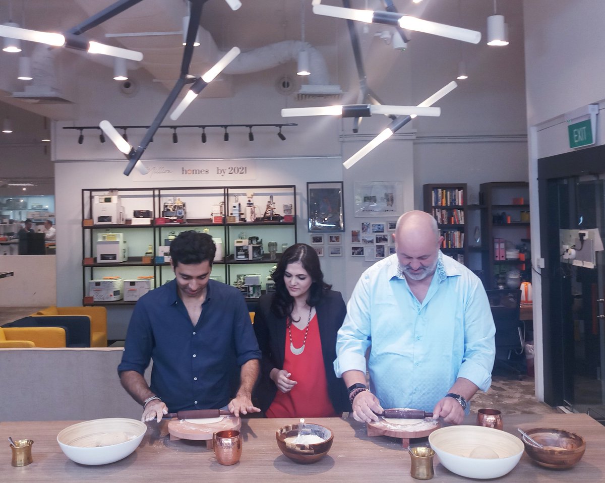 rotimatic's tweet photo. @Werner, CTO of https://t.co/m9xehL56m8 dropped by the @Rotimatic office today! @rishikum &amp; @PranotiNagarkar challenged him to a roti cook-off, a fun exercise for someone new to the pains of traditional roti-making. @Werner really gets it now! https://t.co/y4pQ3UqVKT