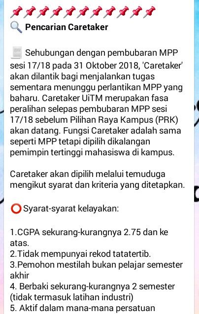 mppuitmpahang's tweet photo. Pencarian CARETAKER 👀👀 https://t.co/u3sUb15o5P