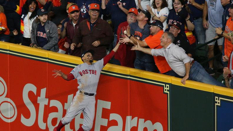 NBCSBoston's tweet photo. They need to be sure if they're going to take away a home run. They weren't. And that's why the Red Sox' epic 8-6 Game 4 victory was marred by the interference call that took Jose Altuve's homer off the board. https://t.co/wXpB1IVX9V @EvanDrellich https://t.co/YN6JeLyBiR