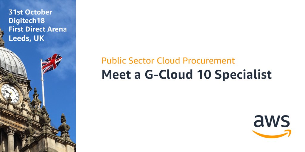 AWS_UKI's tweet image. G-Cloud 10 has arrived. Join us at #Digitech18 to see how it&apos;s simplifying cloud purchasing in the public sector. amzn.to/2RWC2FY