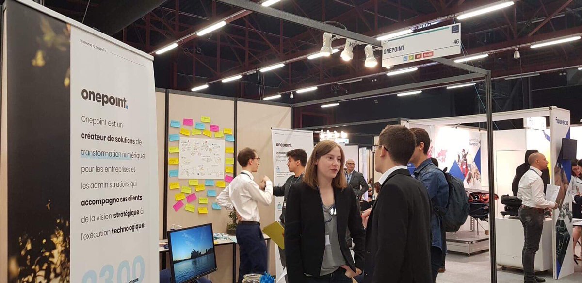 onepoint's tweet photo. Nous sommes présents au forum #Comutec @utcompiegne avec de nombreux anciens de l’école pour présenter nos activités, nos expertises, et les opportunités de carrière offertes par @onepoint aux étudiants https://t.co/d3MTkZTYjd