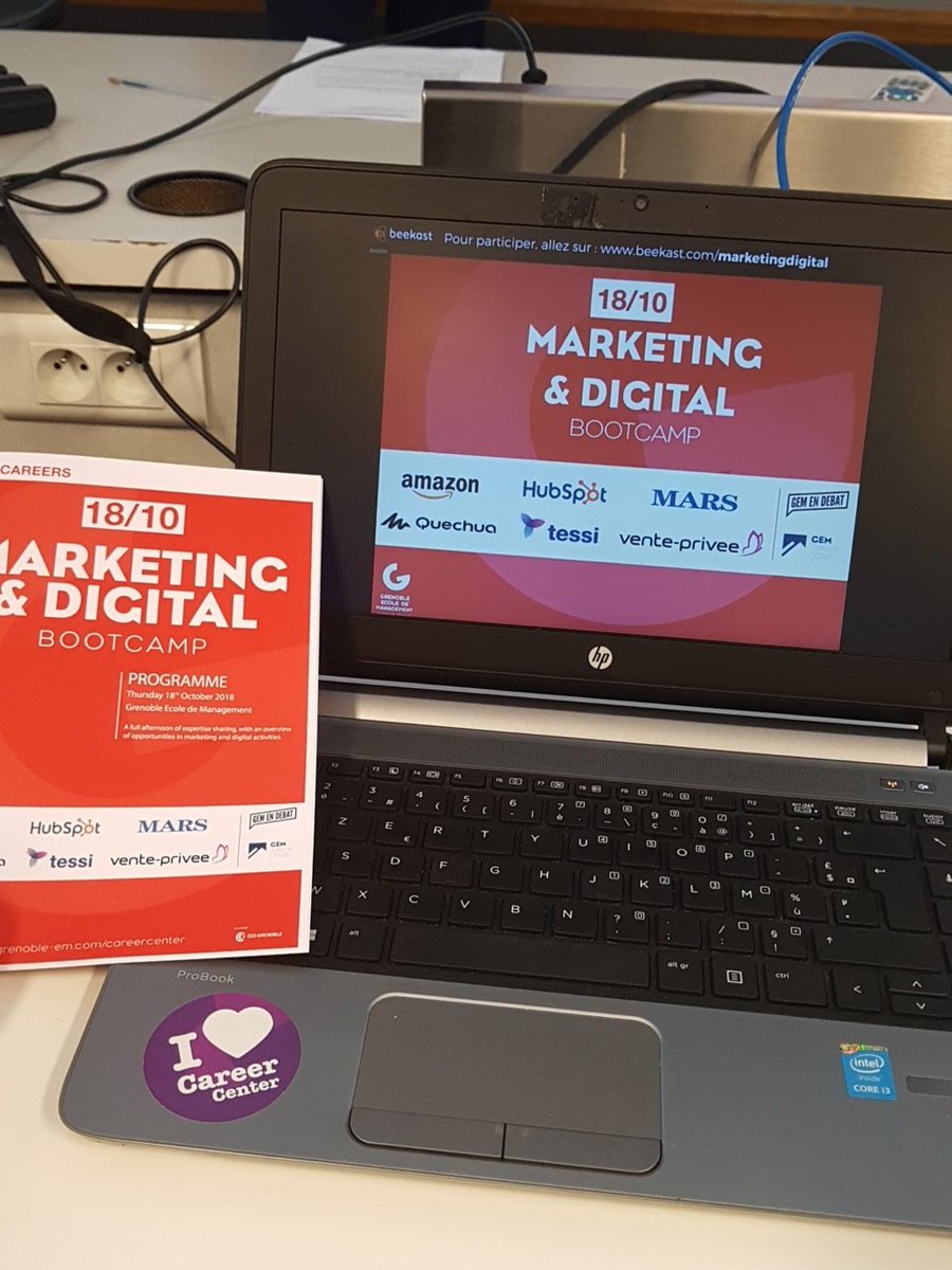 Barranco_Jess's tweet photo. Lancement de la conférence sur le #marketing &amp; #digital @Grenoble_EM avec 6 belles entreprises partenaires ! https://t.co/3HGBloGn2s