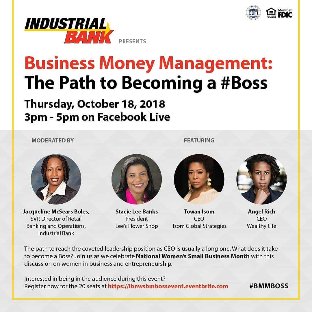 BankIndustrial's tweet photo. Join us today on #FBLive as our expert panel of Women CEO's share their wisdom on what it takes to make it to the top spot and stay there! https://t.co/kRGDLHWuNT
.
.
#FBLive #ExpertPanel #WomenCEO #Boss #Csuite #Executives #BossEvent #Leaders https://t.co/2uwZh2osq8