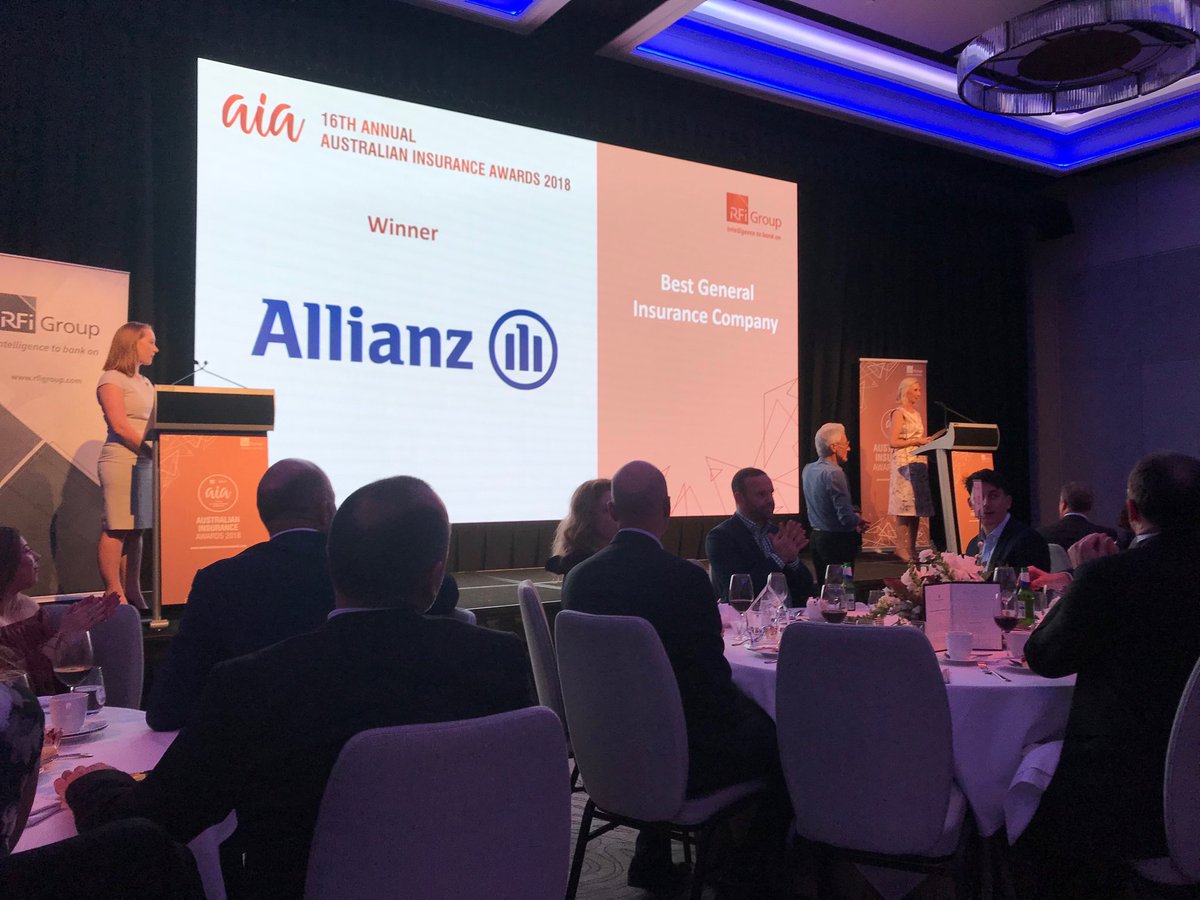 LMCaustralia's tweet photo. Great to be a part of the Allianz team tonight where Allianz received the General Insurer of the Year award.  🏆 Excellent acceptance speech by the amazing Donna Walker! #Allianz ⁦@allianz_au⁩ https://t.co/sWhm8FecNa