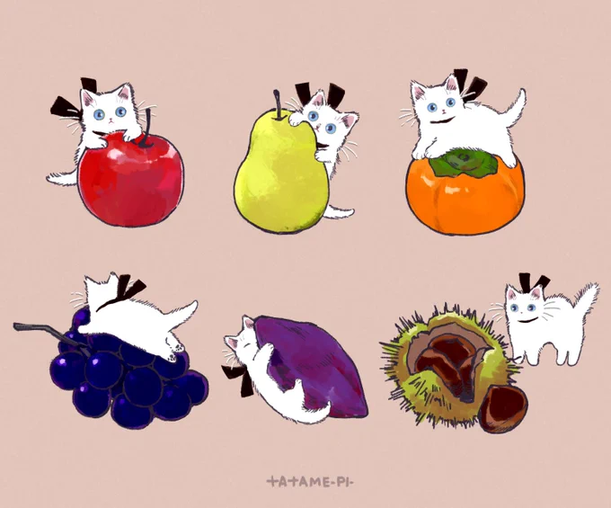 秋の美味しいものと猫 