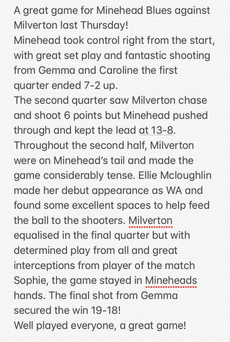 Here’s last weeks match report for Blues!

More games tonight! 
Blues and Blacks both playing at 8.10pm

Go Minehead!!! 💙🏐🖤