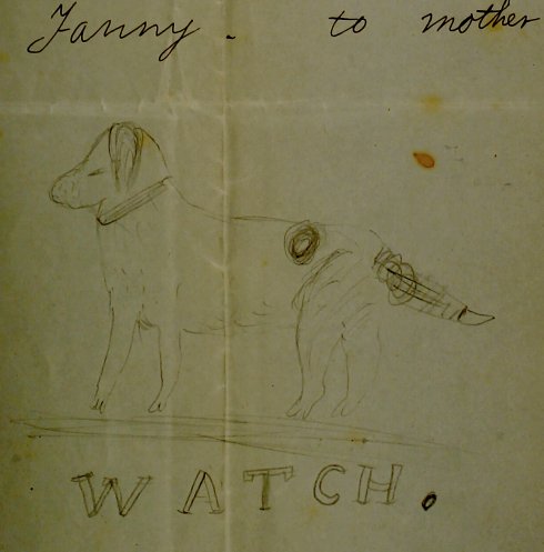 SewardFamDigArc's tweet photo. Fanny includes a drawing of Lazette's dog, Watch, in a letter to her mother. Check out this and other material at the Seward Family Digital Archive. https://t.co/rRkehFJ2R9 #twitterstorians #publichistory #pets #dogs https://t.co/N23Uy7aeUB