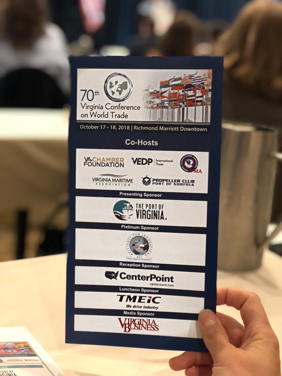 NewRavennaUSA's tweet photo. @rewaltersjr &amp; @megemlaw are kicking off the 70th annual Virginia Conference on World Trade with @VAChamber @VirginiaExports @VAMaritime @VAManufacturers this morning! https://t.co/6sVafwktN2