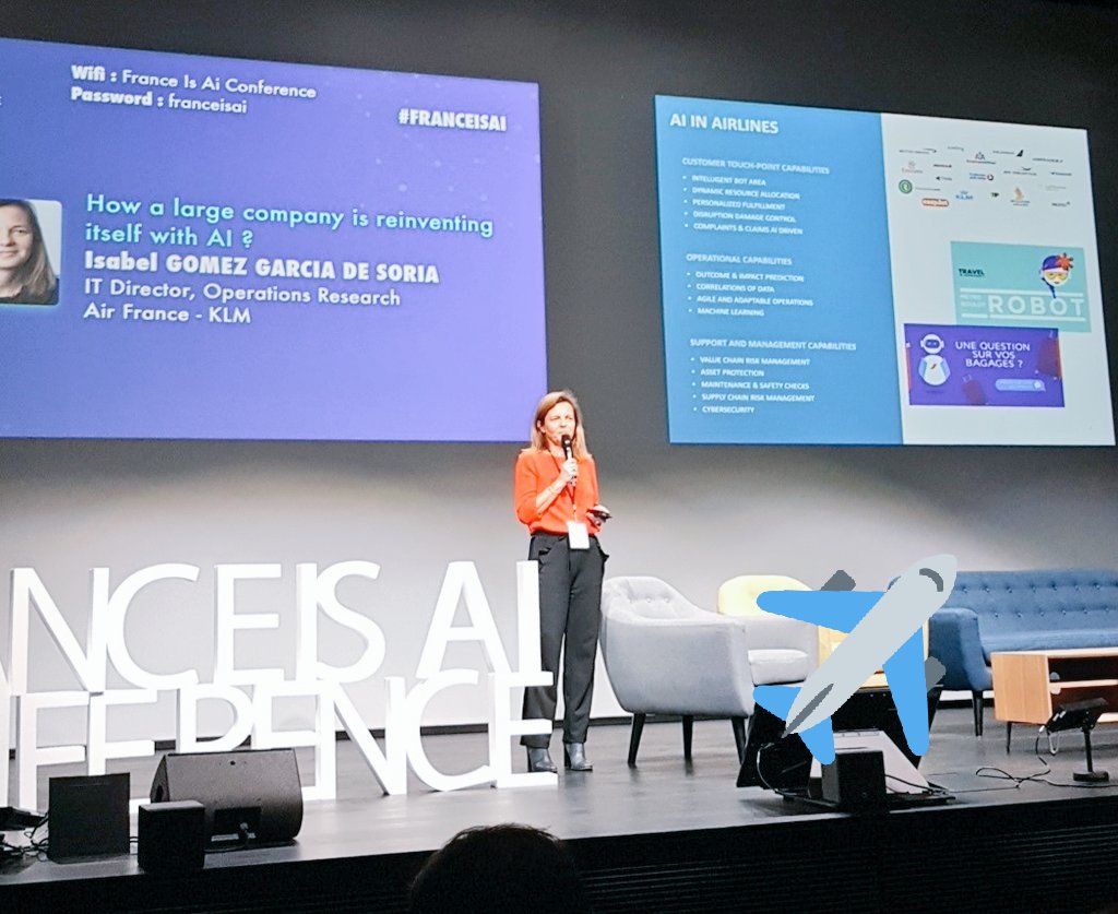 PettinottiAurel's tweet photo. @AirFranceFR "Comment l'IA va changer le monde de l'aéronautique"  La clef est l'anticipation de la demande grâce à l'#Optimization #Bigdata et #MachineLearning. @FRdigitale #frenchtech https://t.co/7Q9oXwPo6I