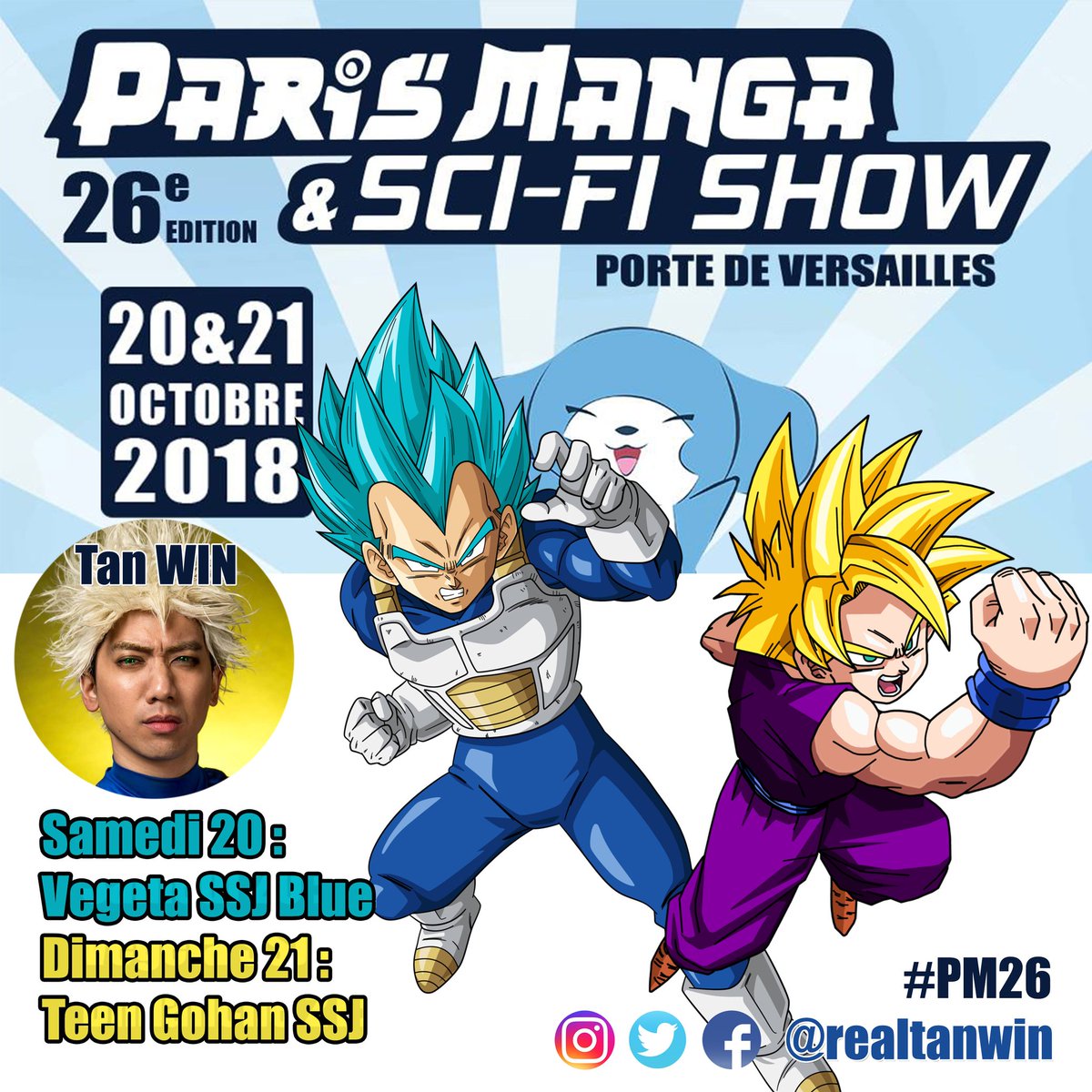 realtanwin's tweet photo. Le bad boy et le justicier viendront vous voir à la Paris Manga #26 ce week-end. Vegeta fera même un effort pour faire des photos 👍

#parismanga26 #parismanga #parismanga2018 #pm26 #vegeta #gohan #vegetacosplay #gohancosplay #tanwin #realtanwin #vegetan #thedbzlamp #supersaiyan https://t.co/aBRuGOaABi
