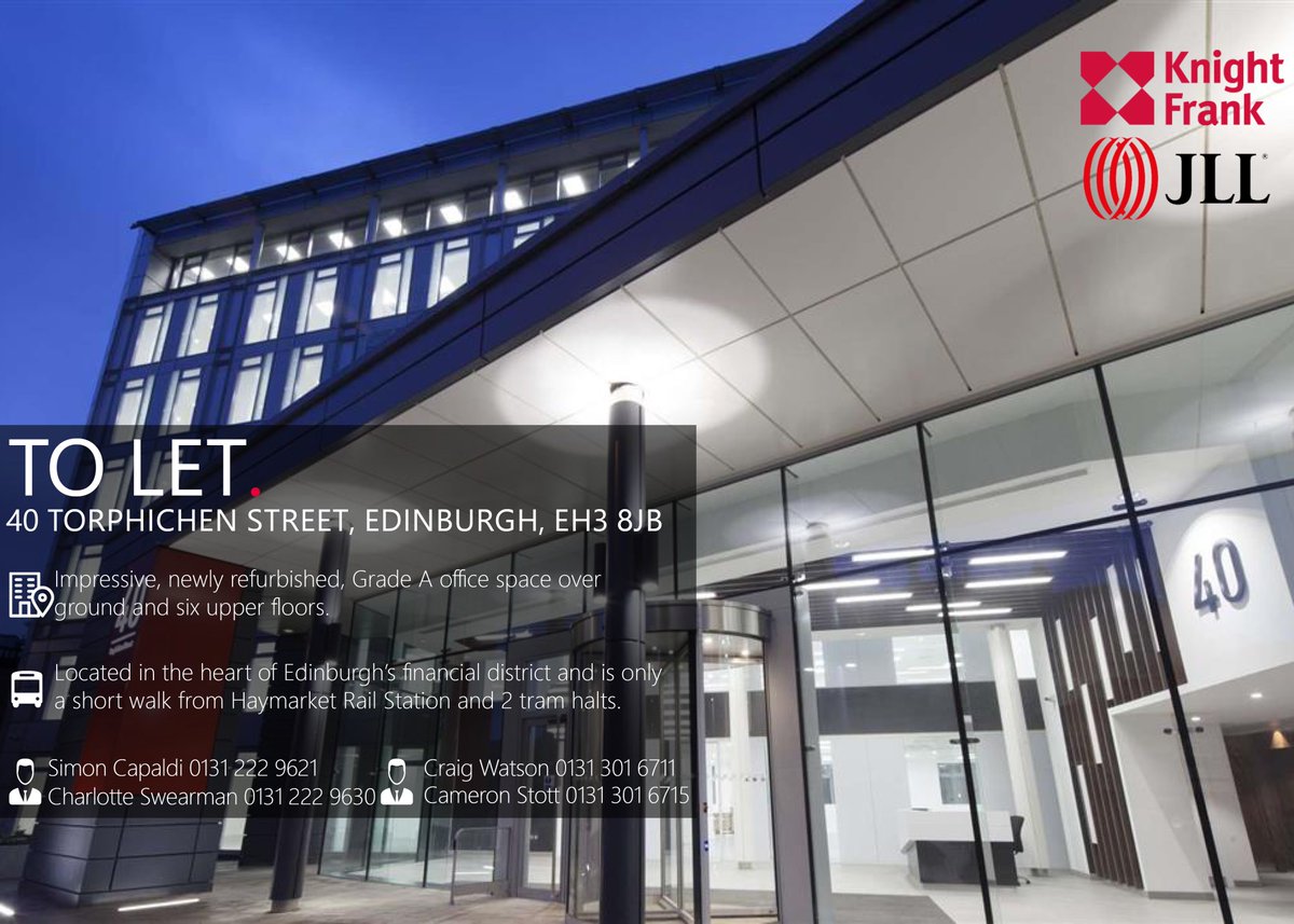 KFScotlandComm's tweet photo. 40 Torphichen Street - 70% now let! Be part of the success story. #commercialproperty #gradeA #Edinburgh #refurbished #40ts
Contact @KFScotlandComm & @JLLScotland.
For more details ---->https://t.co/xrcbWBLkeM https://t.co/e1UcADvXxw