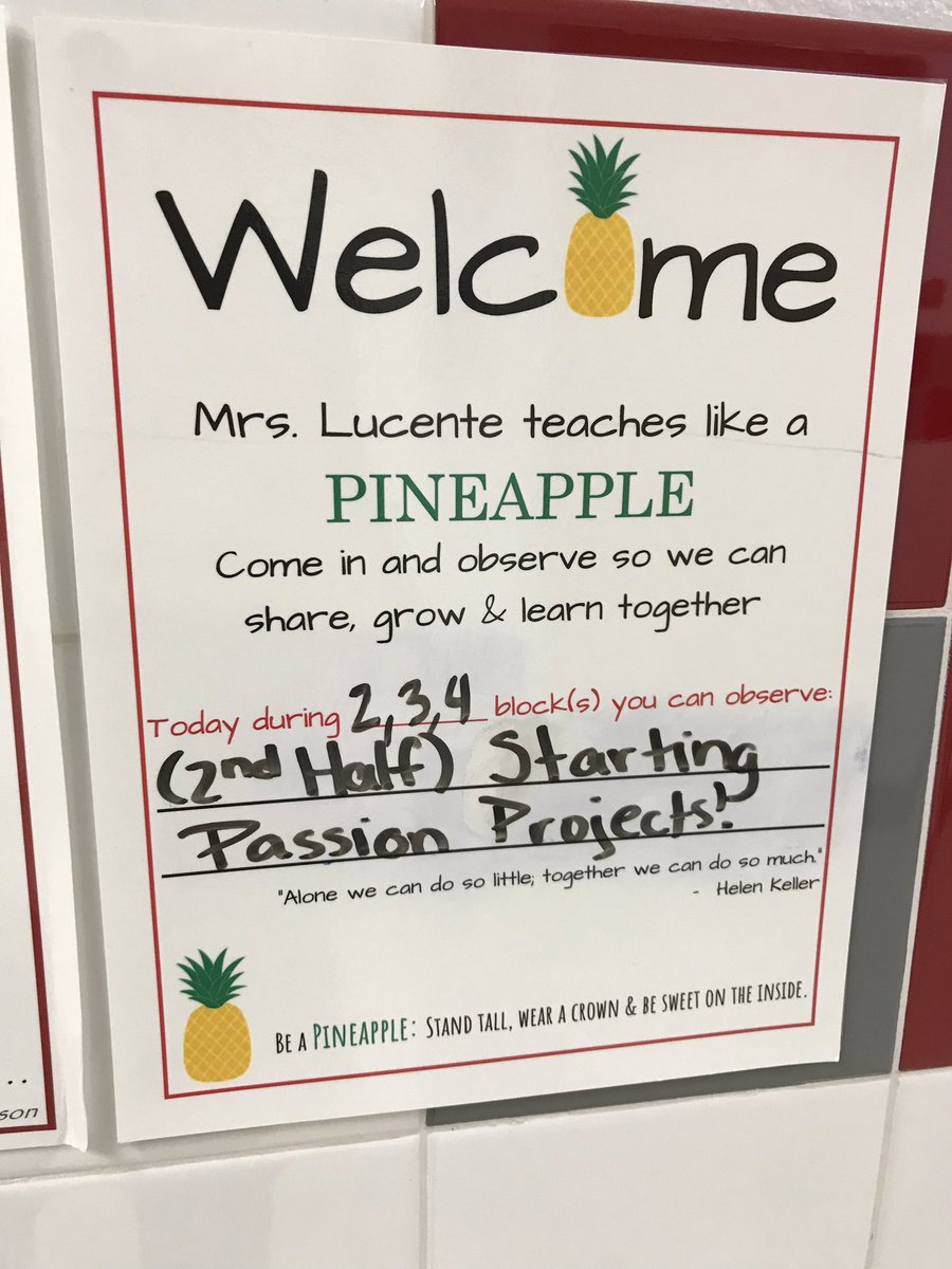 Mrs_Lucente's tweet photo. @TrailsideMiddle stop on by to check out the start of #PassionProjects drying the second half of the block! #welcome #teachlikeapineapple @MrGrantLCPS https://t.co/JNfhub2cF9