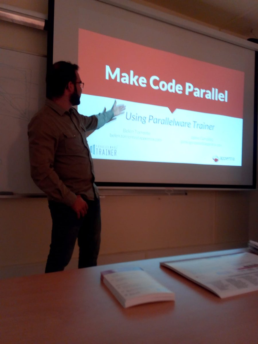 codee_com's tweet photo. Appentra is giving a talk at the #PATC Parallel Programming workshop in Barcelona this week. We'll be participants the opportunity to try Parallelware Trainer: an #HPC teaching and education tool.
@BSC_CNS @PRACE_RI
#makecodeparallel https://t.co/zpCXkYaKpw