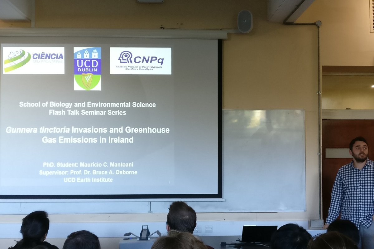 UCD Plant Science (@ucdplantsci) on Twitter photo And we have Mauricio Mantoani from Prof Osborne's group in <a href="/UCDSBES/">Sch. Biol. & Env. Sc</a> talking about his research on #gunnera and #greenhouse #gas #emissions And we have Mauricio Mantoani from Prof Osborne's group in <a href="/UCDSBES/">Sch. Biol. & Env. Sc</a> talking about his research on #gunnera and #greenhouse #gas #emissions