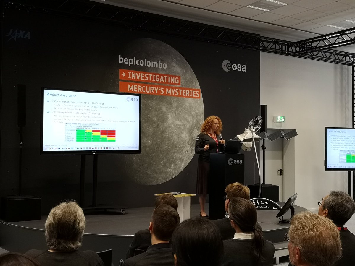 esaoperations's tweet photo. More from the #BepiColombo🛰️ pre-launch briefing...
#ProductAssurance
#FlightDynamincs
#SimulationCampaign
#Contingencies
"How do you read me?"
“5 by 5"
Communications are GREEN for #launch
🎥Watch live at https://t.co/pDwQmkvqDR
✔️✔️✔️✔️✔️✔️✔️✔️ https://t.co/3qtUNYsMOS