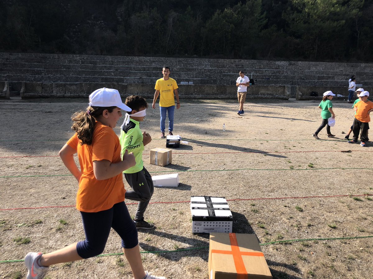peaceandsport's tweet photo. Blind race to learn dialogue with #ChampionsforPeace Nouria Bendia-Merah at Sport Agora #SportSimple #RhodestoPeace https://t.co/eDtdwPd8vd