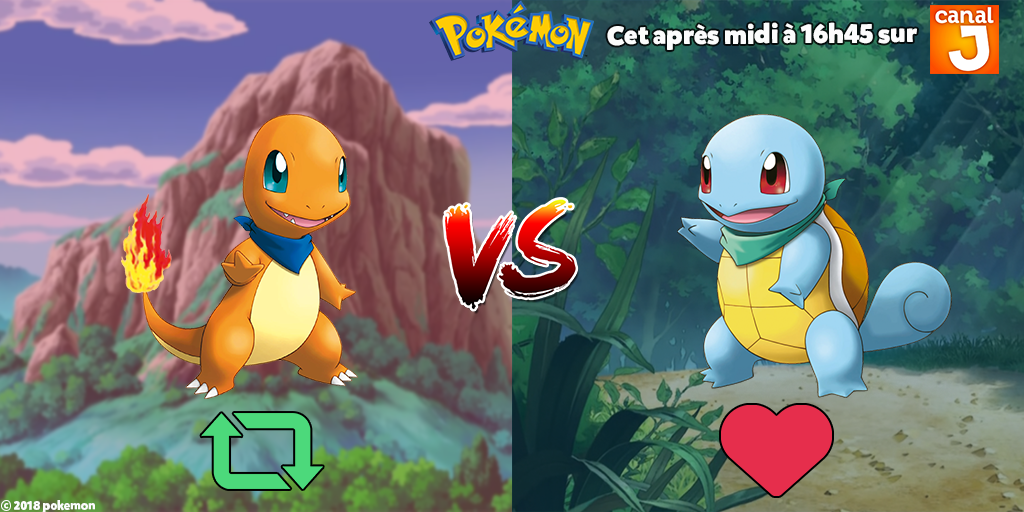 Faites un choix et déterminez qui est le meilleur starter de Pokemon 1G !
RT pour Salamèche, 
Fav pour Carapuce 
Retrouve Pokemon tous les jours sur Canal J ! pic.x.com/kRjGLSPGFA