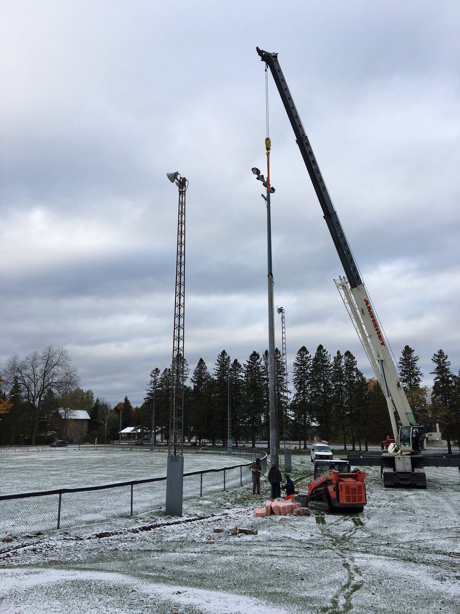 Vaseycountrymen's tweet photo. It’s a big day in Vasey. Up go the new lights!  Small town, bright lights #seeusfromspace https://t.co/K5PGMHWvc0