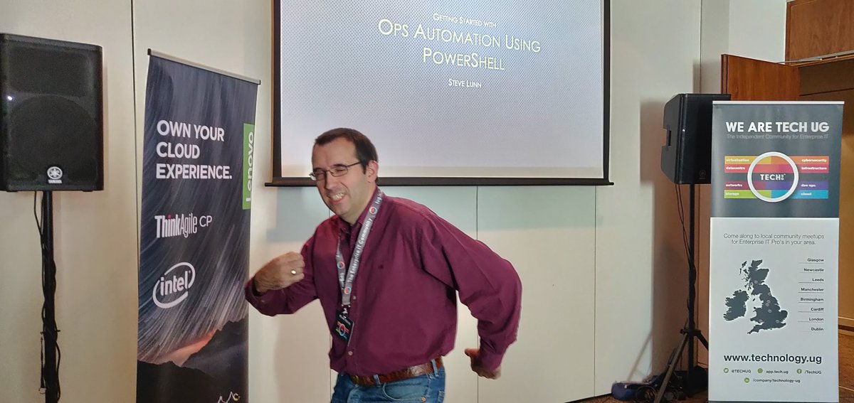 TechUG's tweet image. He&apos;s here, he&apos;s speaking #OpsAutomation at #TechUG it&apos;s Steve Lunn from @minsterlawuk