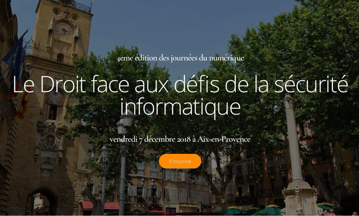 <a href="/NetsystemDIGI/">Netsystem</a> | [SAVE THE DATE : 7 décembre 2018] 
4e édition des journées du numérique à Aix-en Pce
"Le Droit face aux défis de la sécurité Informatique"

@colloques_AFDIT, Netsystem, <a href="/NicolasCourtier/">Nicolas Courtier</a>, @ATMAvocats... 

Programme &amp; Inscription : bit.ly/2J8aBVW

#AFDITSE