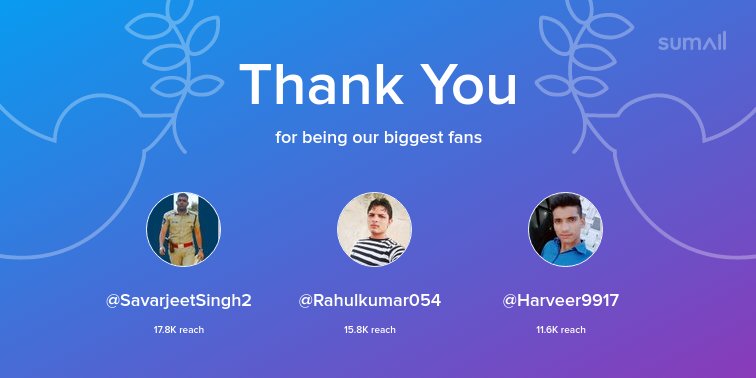 kalakar22's tweet photo. Our biggest fans this week: @SavarjeetSingh2, @Rahulkumar054, @Harveer9917. Thank you! via https://t.co/sGERhDBcde https://t.co/QOzENfPsGE https://t.co/3rgusVo09n