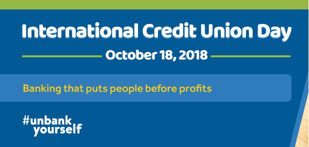 Happy International Credit Union Day! Celebrate by experiencing #better banking at your local #creditunion, where you’re not just a customer, you’re a member! #unbankyourself  #ICUDay2018