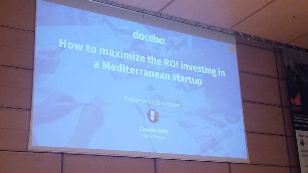 ScaIeIT's tweet photo. How to maximize the ROI investing in a Mediterranean startup? speaks Claudio Erba from @docebo #roi #ScaleIT18 https://t.co/cUQg3i1xcs