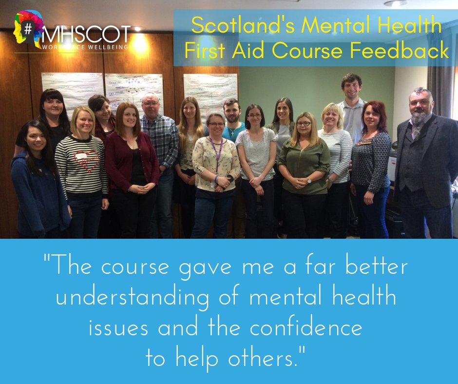 MHScot's tweet photo. ❓ Question...❓
Do you have anyone in your office or workplace who can respond if someone is badly stressed or suffering a #mentalhealth crisis? If the answer is no, our #MentalHealthFirstAid Course is ideal. Here's some feedback we received from a recent course in #Edinburgh. https://t.co/cbuyLfKAhM