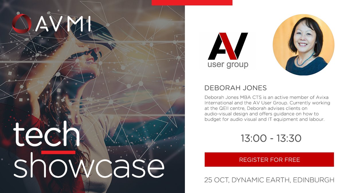 AVMI's tweet photo. @AVUserGroup's Deborah Jones will be joining us at our #Tech Showcase next week. She will explain how the #AVUG benefits end user members, how it engages with the supply chain &amp; it’s recent transition from a volunteer group to a professional organisation. https://t.co/t6AMrTlIGb https://t.co/PINiKg9Hse