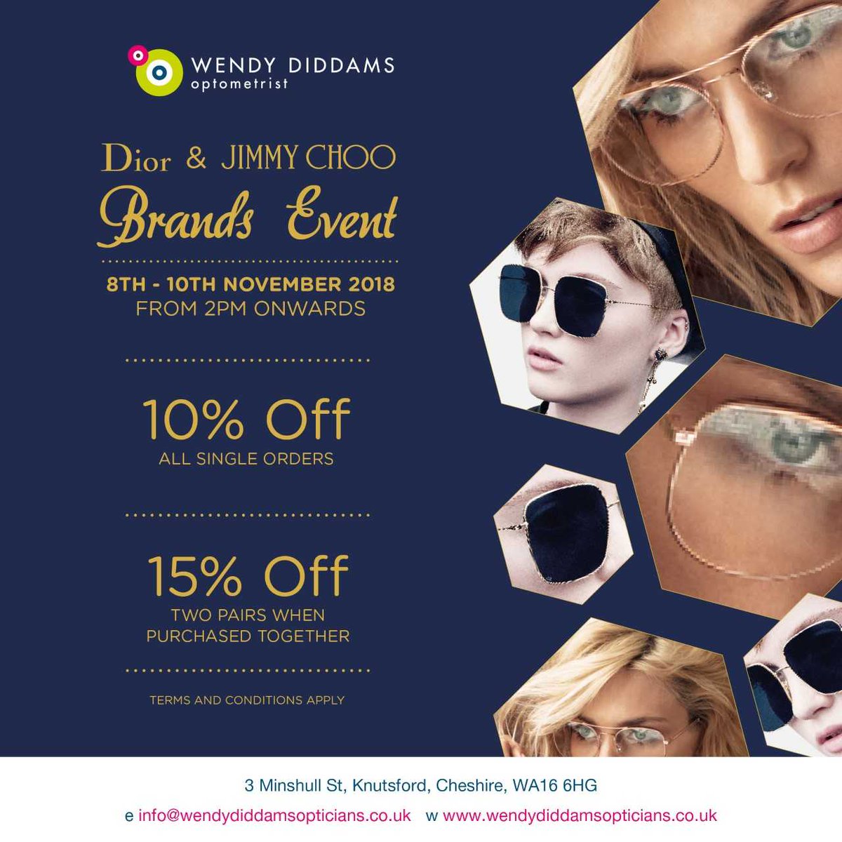 Our brand event is back! Please come and join us for a weekend of frames, fizz and fun.. Complimentary style consultations are also available, to arrange an appointment just call 01565 651121.