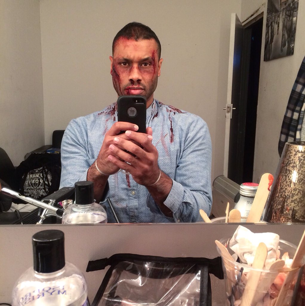 Vincent_Jerome_'s tweet photo. ***MINOR SPOILERS for @TheEasyLiftFilm***

...@thefxgremlin fucking me up since 2016!

😉😝👊🏽🎭🎥😎😋#behindthescenes #theeasyliftfilm #TheCloaking #specialeffectsmakeup #blood #sweat #cuts #bruises #action #fighting #takingashit #layingthesmackdown #neonoir #crime #drama https://t.co/31fc1NWMPT