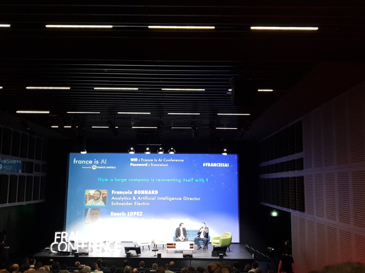 miriamakkar's tweet photo. The word #automation in artificial intelligence keeps coming up in all presentations covering different industries during #FRANCEISAI #automationisthefuture..Fantastic session with two giants in innovation #Microsoft #Schneider #mbamci https://t.co/dOIj2U3ey8